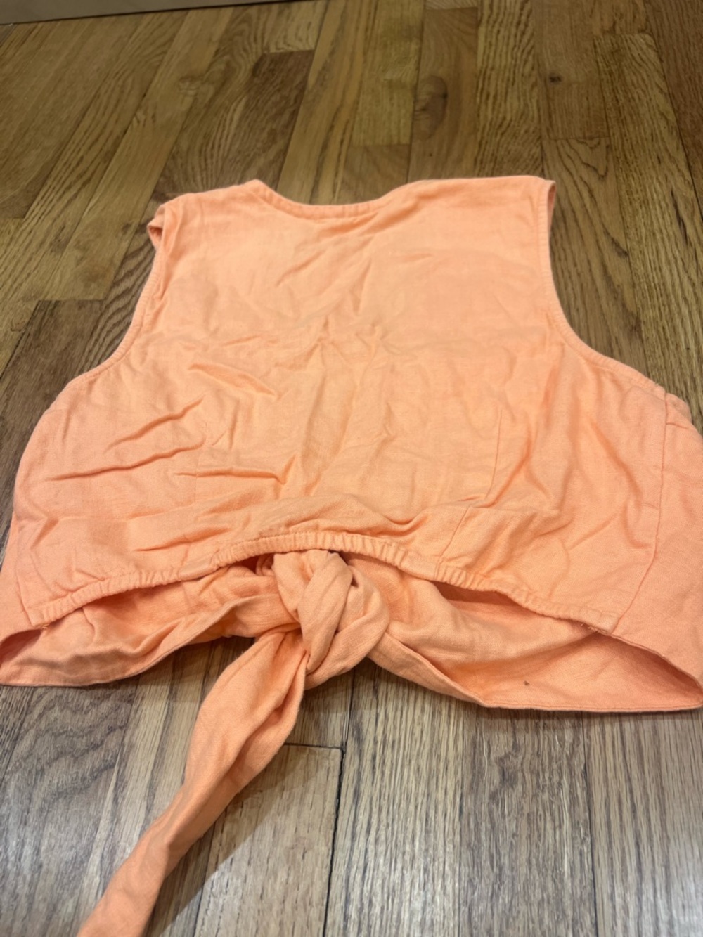 Women’s Tie-Front Crop Top in Orange - Picture 4 of 4